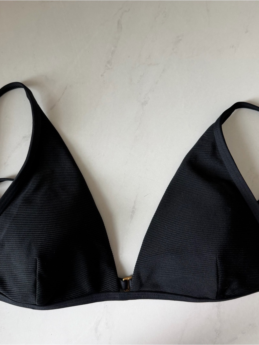 L*space Ribbed Black Millie Triangle Bikini Top